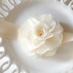 Romantic And Elegance Ruffle Chiffon Ivory Flower..