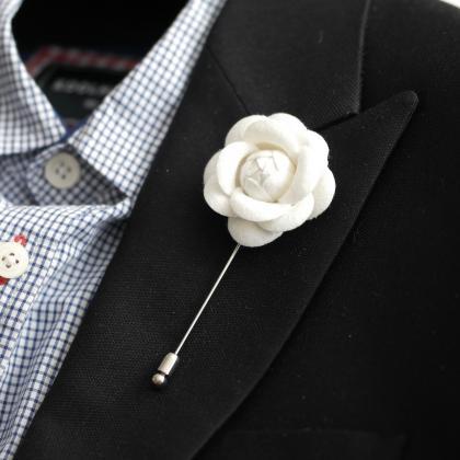 Wool Camellia Flower Boutonniere Lapel Pin
