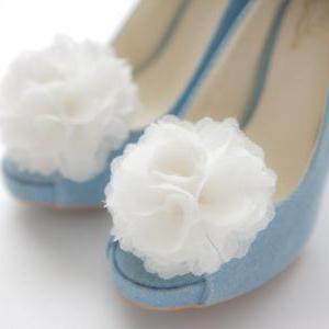 Set of 4 pairs-Chiffon flower shoe ..