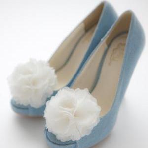 Set of 4 pairs-Chiffon flower shoe ..