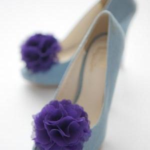 Set Of 6 Pairs-chiffon Flower Shoe Clips For..