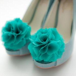 Set of 2 pairs-Chiffon flower shoe ..