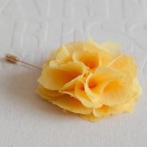 70mm Yellow Chiffon Men's Flower..