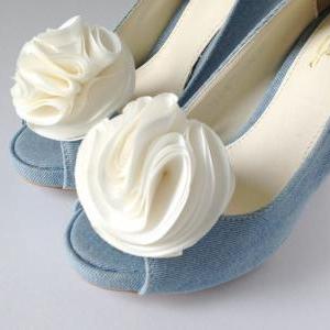 Black Pom Pom Flower Shoe Clips,set Of 2 Only