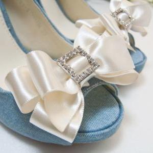 Satin Bow Shoe Clips,set Of 2