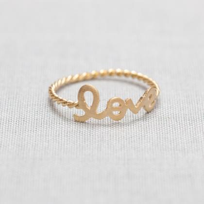Love Word Ring In Gold