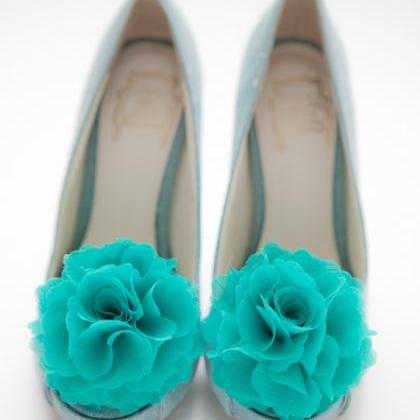 1 pair (Set of 2) Teal green Chiffo..