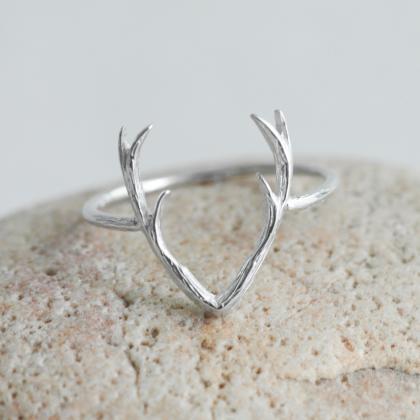 Deer Ring,antler Ring, Us Size 6.5