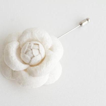 50mm Ivory Wool Camellia Flower..