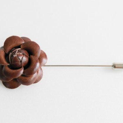 Leather Camellia Flower Boutonniere/buttonhole For..