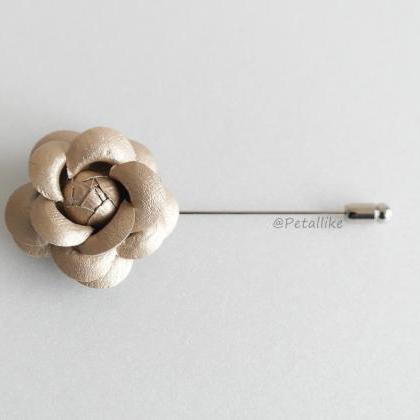 40mm Leather Camellia Flower Bouton..