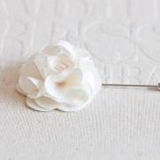 Cream Ivory Silky flower Men boutonniere lapel pin