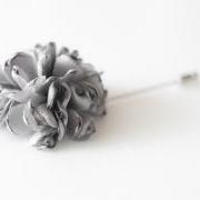 ESTHER-Grey Men's flower Boutonniere/Buttonhole for wedding,Lapel pin,hat pin,tie pin