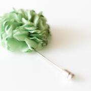 ESTHER-Light Green Men's flower Boutonniere/Buttonhole for wedding,Lapel pin,hat pin,tie pin