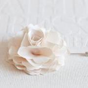 70mm Light Champagne Satin Men's Flower Boutonniere / Buttonhole For Wedding,Lapel Pin,Tie Pin