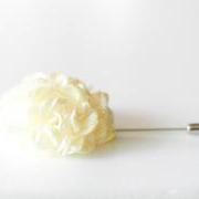 ESTHER-Butter Cream Men's flower Boutonniere/Buttonhole for wedding,Lapel pin,hat pin,tie pin