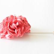 ESTHER-Coral pink Men's flower Boutonniere/Buttonhole for wedding,Lapel pin,hat pin,tie pin