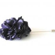 ESTHER-Deep Purple Men's flower Boutonniere/Buttonhole for wedding,Lapel pin,hat pin,tie pin