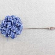 DENIM Blossom Blue Men's flower Boutonniere/Buttonhole for wedding,Lapel pin,hat pin,tie pin