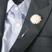 IVORY-Pearl beaded circle Men's Flower Boutonniere / Buttonhole For Wedding,Lapel Pin,Tie Pin.