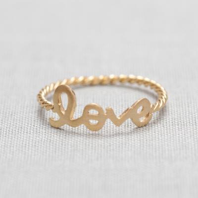 LOVE word ring in gold