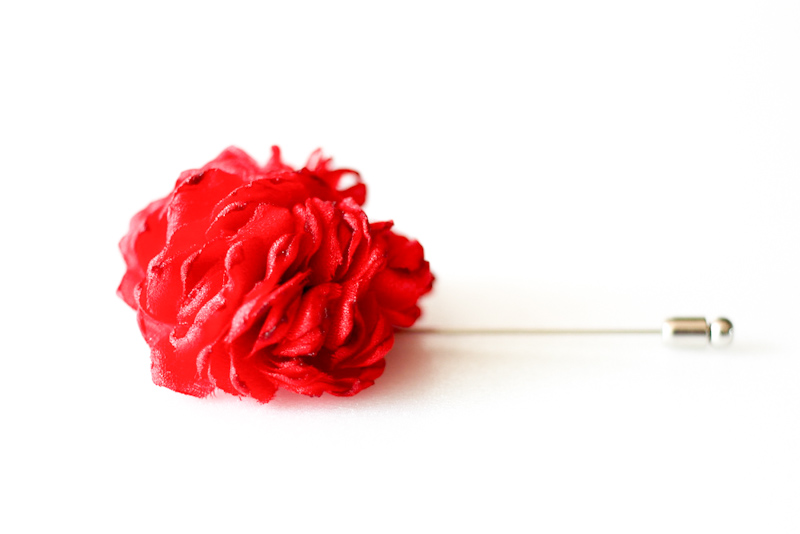 Esther-red Men's Flower Boutonniere/buttonhole For Wedding,lapel Pin,hat Pin,tie Pin