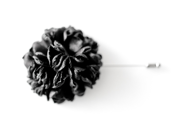 Esther-black Men's Flower Boutonniere/buttonhole For Wedding,lapel Pin,hat Pin,tie Pin