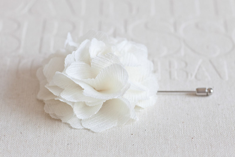 70mm Ivory Chiffon Men's Flower Boutonniere / Buttonhole For Wedding,lapel Pin,tie Pin