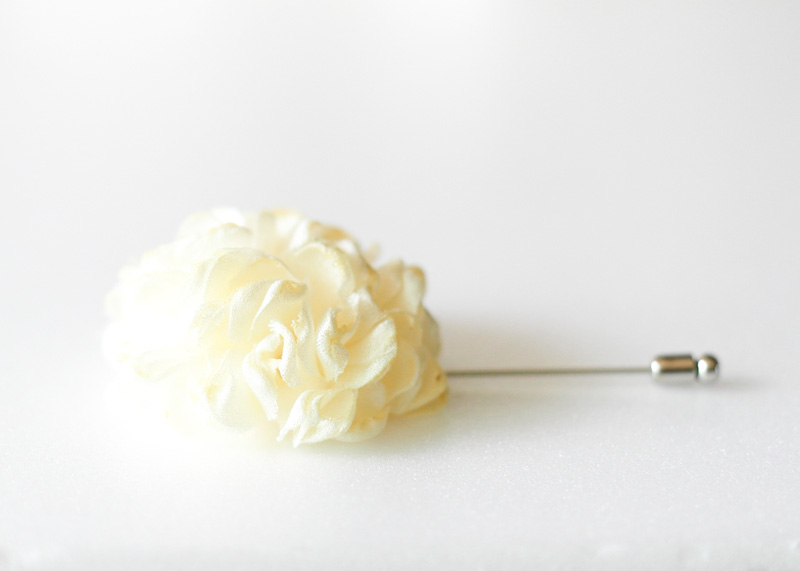 Esther-butter Cream Men's Flower Boutonniere/buttonhole For Wedding,lapel Pin,hat Pin,tie Pin