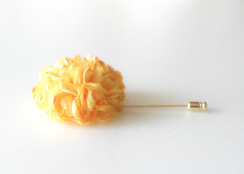 Esther-yellow Men's Flower Boutonniere/buttonhole For Wedding,lapel Pin,hat Pin,tie Pin