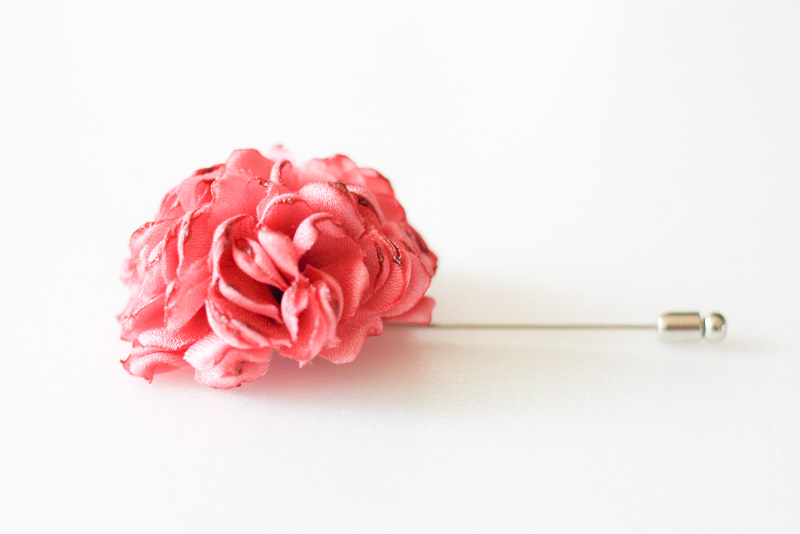 Esther-coral Pink Men's Flower Boutonniere/buttonhole For Wedding,lapel Pin,hat Pin,tie Pin