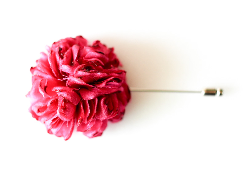 Esther-dark Pink Men's Flower Boutonniere/buttonhole For Wedding,lapel Pin,hat Pin,tie Pin
