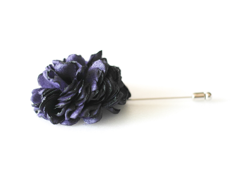 Esther-deep Purple Men's Flower Boutonniere/buttonhole For Wedding,lapel Pin,hat Pin,tie Pin