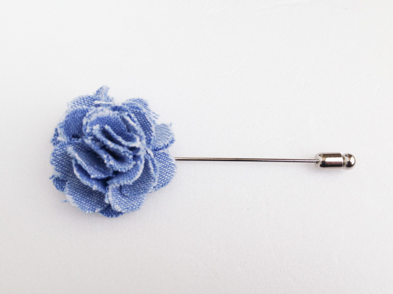 DENIM rose Blue Men's flower Boutonniere/Buttonhole for wedding,Lapel pin,hat pin,tie pin