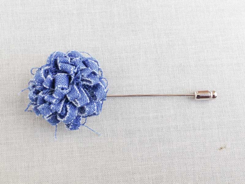 Denim Blossom Blue Men's Flower Boutonniere/buttonhole For Wedding,lapel Pin,hat Pin,tie Pin