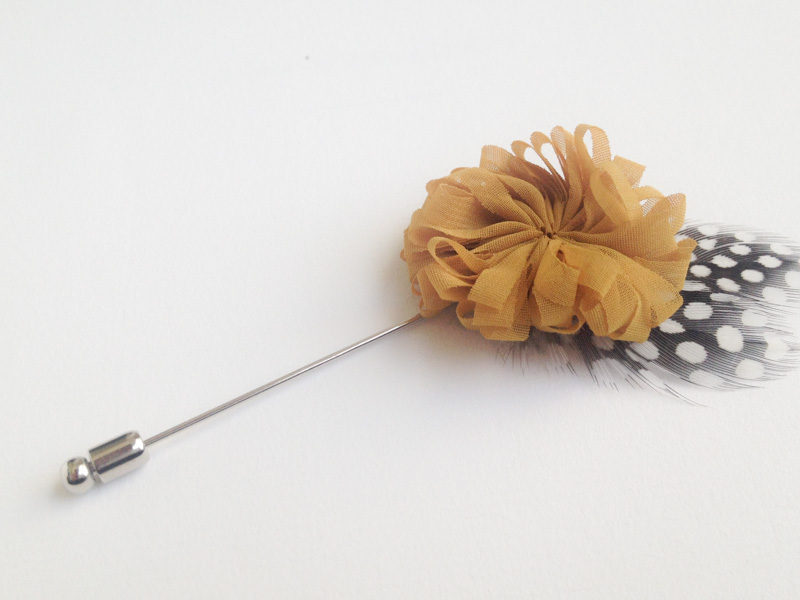 Blossom Feather Mustard Yellow Flower Men's Flower Boutonniere / Buttonhole For Wedding,lapel Pin,tie Pin