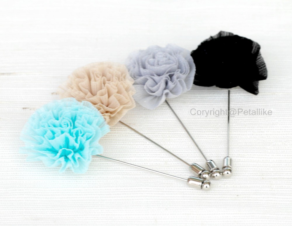 -chiffon Blossom Flower Boutonniere / Buttonhole For Wedding,lapel Pin,tie Pin