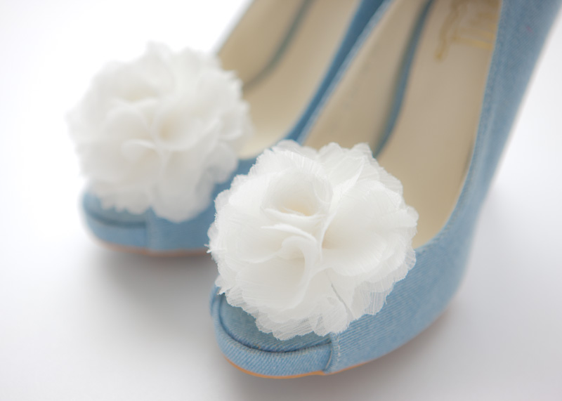 Set Of 4 Pairs-chiffon Flower Shoe Clips For Bridal Wedding/choose Your Color
