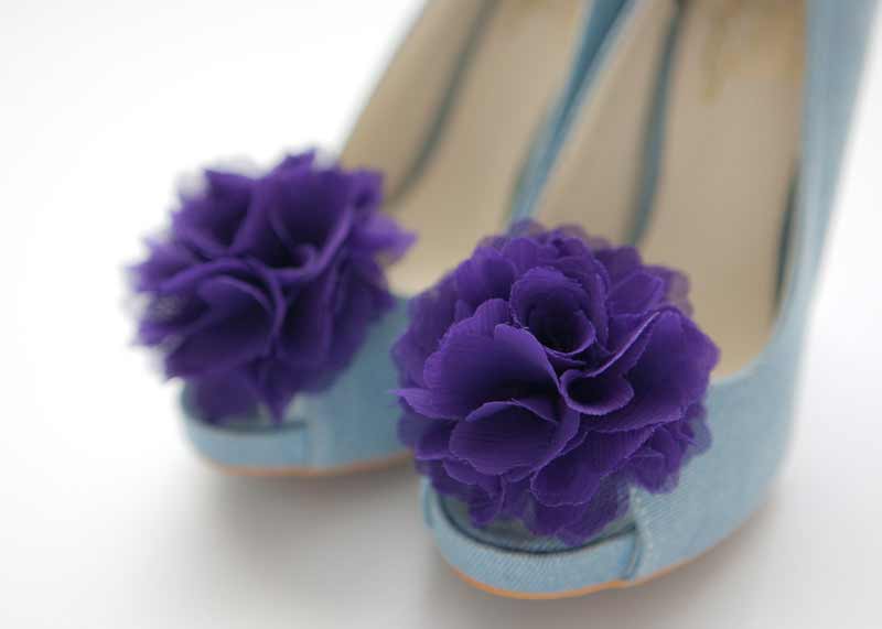 Set Of 6 Pairs-chiffon Flower Shoe Clips For Bridal Wedding/choose Your Color