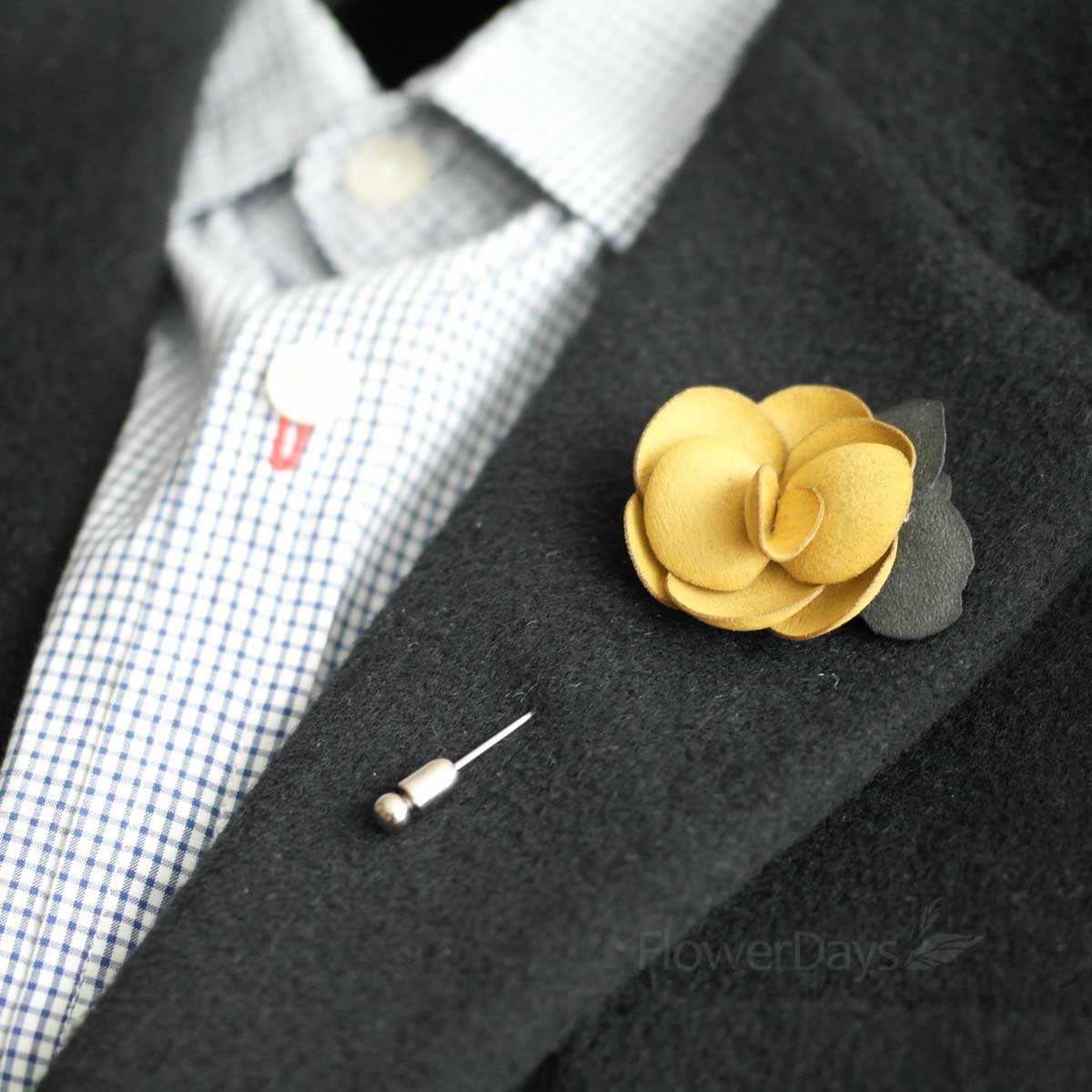 Suede Men's Flower Boutonniere / Buttonhole For Wedding,lapel Pin,tie Pin