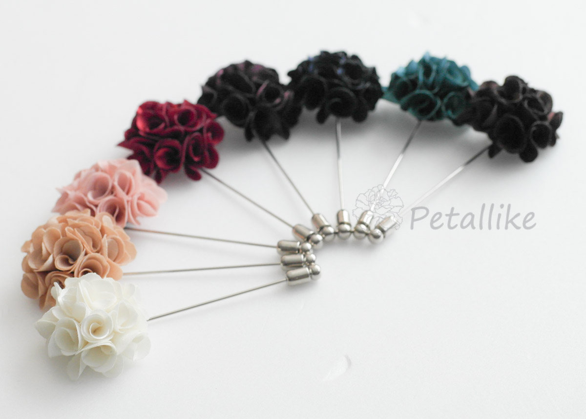 Satin Mini Bouquet Men's Flower Boutonniere / Buttonhole For Wedding,lapel Pin,tie Pin