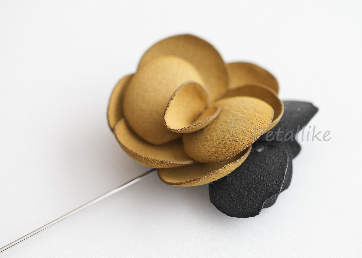 Mustard Yellow-suede Men's Flower Boutonniere / Buttonhole For Wedding,lapel Pin,tie Pin