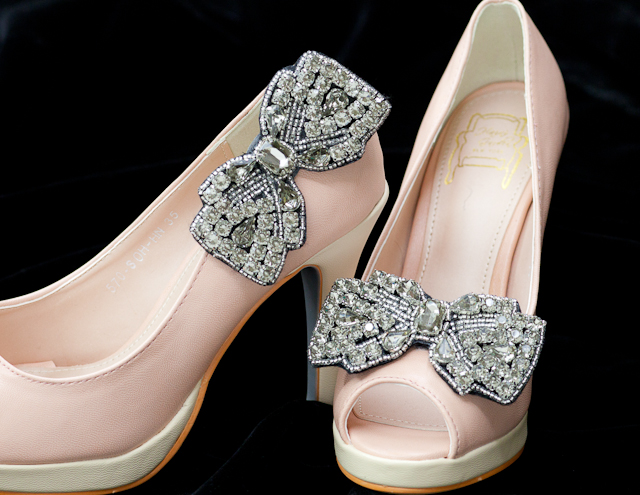 Rhinestone Gem Bow Shoe Clips,set Of 2 For Bridal Wedding