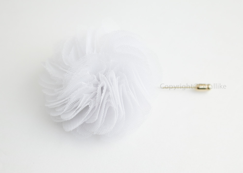 White Tulle Men's Flower Boutonniere/Buttonhole for wedding,Lapel pin,hat pin,tie pin. 