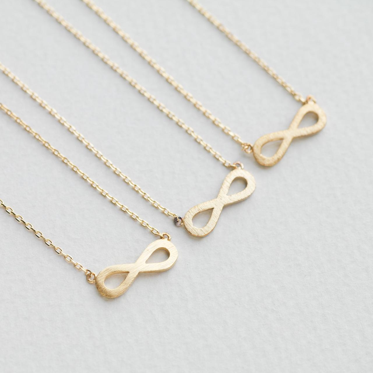 Bridesmaid gifts - Set of 5pcs - Simple falt infinity necklace