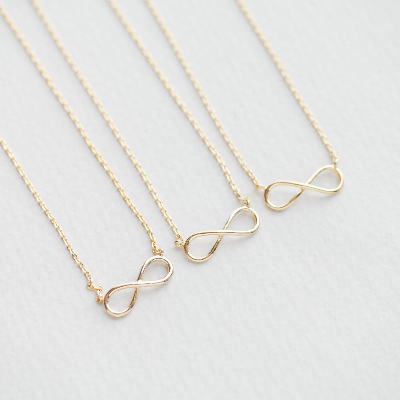 Bridesmaid Gifts - Set Of 5pcs - Simple Tiny Wire Infinity Necklace