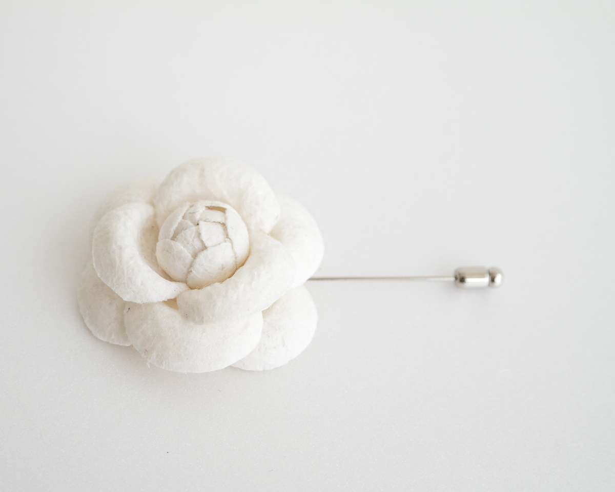 50mm Ivory Wool Camellia Flower Boutonniere/buttonhole For Wedding,lapel Pin,hat Pin,tie Pin