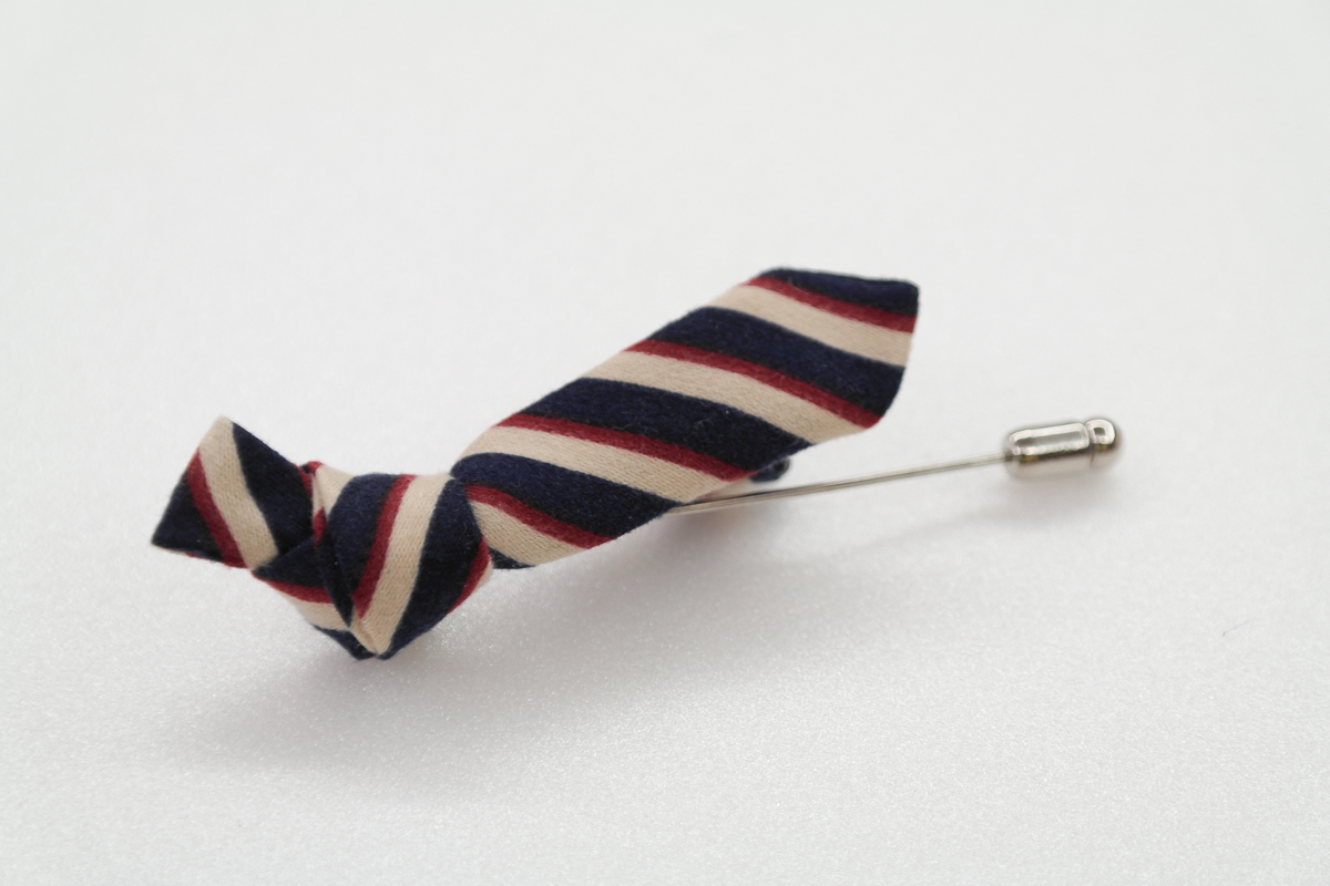 Mini Stripe Tie Bow Men's Boutonniere Lapel Pin.