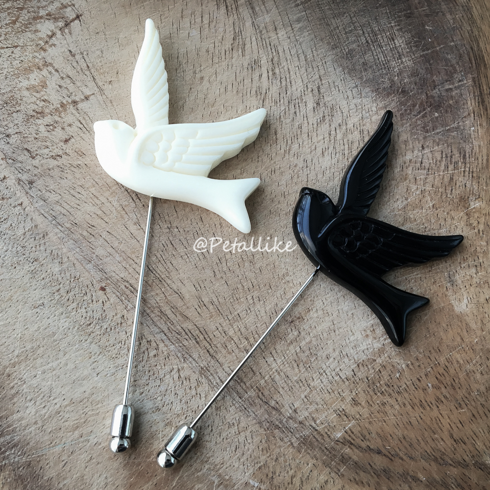 Acrylic Birds Mens Boutonniere/buttonhole For Wedding,lapel Pin,hat Pin,tie Pin