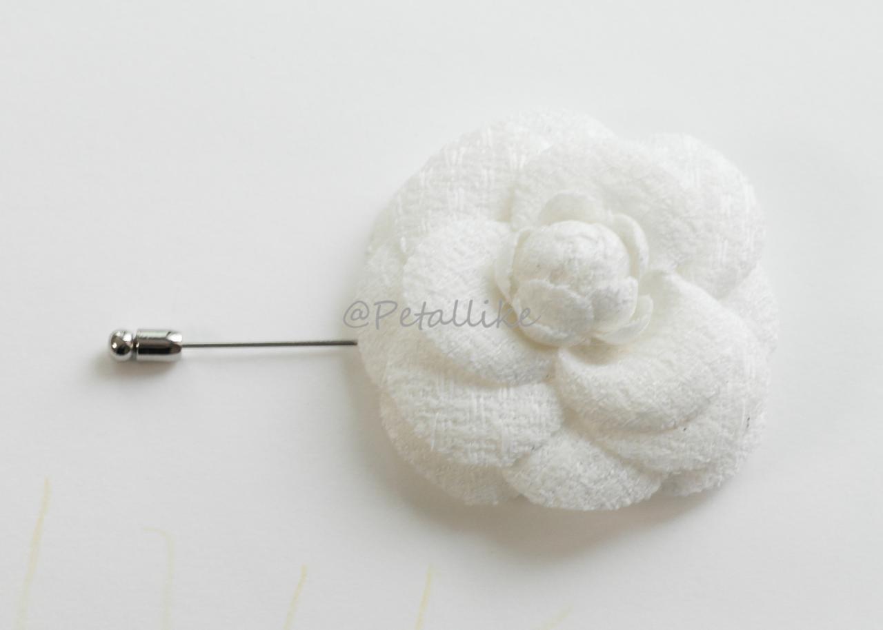 65mm White Wool Camellia Flower Boutonniere/buttonhole For Wedding,lapel Pin,hat Pin,tie Pin